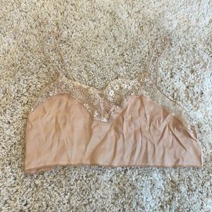 Free people NWT lace nude shirt